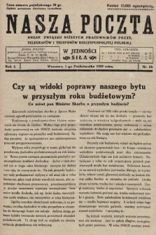 Nasza Poczta : organ Związku Niższych Pracowników Poczt, Telegrafów i Telefonów Rzeczypospolitej Polski[!]. 1929, nr 10