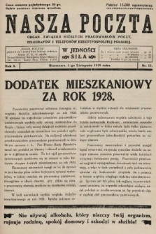 Nasza Poczta : organ Związku Niższych Pracowników Poczt, Telegrafów i Telefonów Rzeczypospolitej Polski[!]. 1929, nr 11