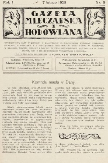 Gazeta Mleczarska i Hodowlana. 1926, nr 3