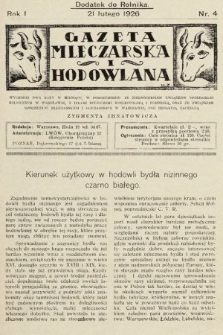 Gazeta Mleczarska i Hodowlana. 1926, nr 4