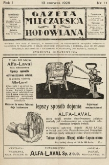 Gazeta Mleczarska i Hodowlana. 1926, nr 11