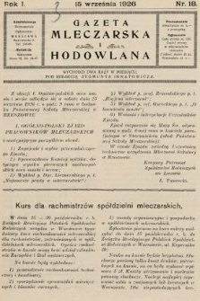 Gazeta Mleczarska i Hodowlana. 1926, nr 18