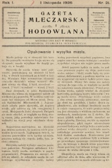 Gazeta Mleczarska i Hodowlana. 1926, nr 21