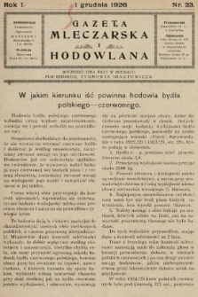 Gazeta Mleczarska i Hodowlana. 1926, nr 23