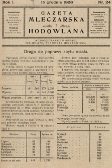 Gazeta Mleczarska i Hodowlana. 1926, nr 24