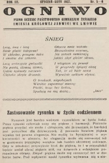 Ogniwo : pismo uczenic Państwowego gimnazjum żeńskiego imienia Królowej Jadwigi we Lwowie. 1926/1927, nr 5-6