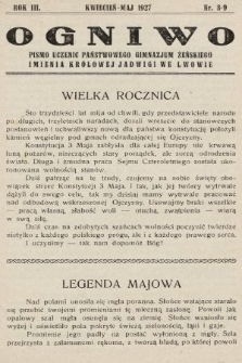 Ogniwo : pismo uczenic Państwowego gimnazjum żeńskiego imienia Królowej Jadwigi we Lwowie. 1926/1927, nr 8-9