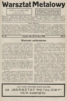 Warsztat Metalowy : dwutygodnik poświęcony zagadnieniom przemysłu i rzemiosła metalowego. 1928, nr 12