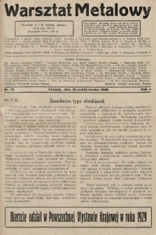 Warsztat Metalowy : dwutygodnik poświęcony zagadnieniom przemysłu i rzemiosła metalowego. 1928, nr 20