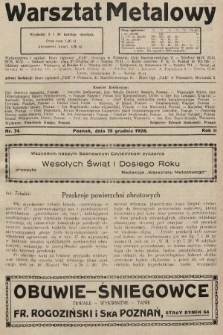 Warsztat Metalowy : dwutygodnik poświęcony zagadnieniom przemysłu i rzemiosła metalowego. 1928, nr 24