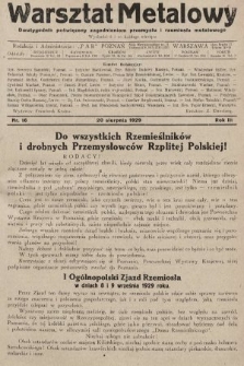 Warsztat Metalowy : dwutygodnik poświęcony zagadnieniom przemysłu i rzemiosła metalowego. 1929, nr 16