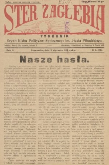 Ster Zagłębia : organ Klubu Polityczno-Społecznego im. J. Piłsudskiego. 1927, nr 1