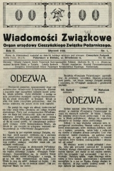 Wiadomości Związkowe : organ urzędowy Cieszyńskiego Związku Pożarniczego. 1928, nr 1