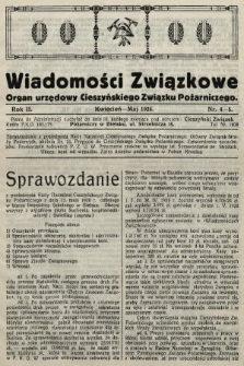 Wiadomości Związkowe : organ urzędowy Cieszyńskiego Związku Pożarniczego. 1928, nr 4-5