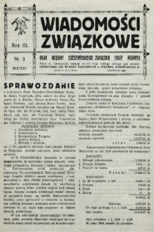 Wiadomości Związkowe : organ urzędowy Cieszyńskiego Związku Straży Pożarnych. 1930, nr 3