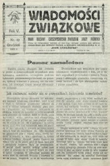 Wiadomości Związkowe : organ urzędowy Cieszyńskiego Związku Straży Pożarnych. 1931, nr 12