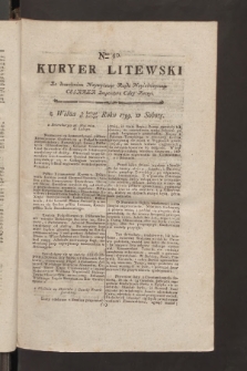 Kuryer Litewski. 1799, nr 40