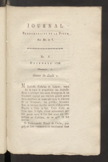 Journal Hebdomadaire de la Diette de Varsovie. 1788, nr 5