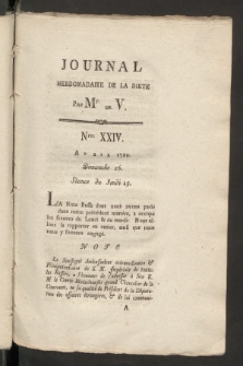 Journal Hebdomadaire de la Diette de Varsovie. 1789, nr 24