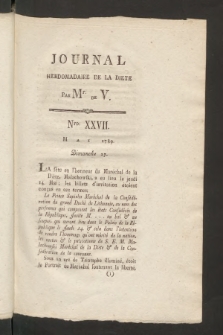 Journal Hebdomadaire de la Diette de Varsovie. 1789, nr 27