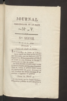 Journal Hebdomadaire de la Diette de Varsovie. 1789, nr 38