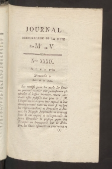 Journal Hebdomadaire de la Diette de Varsovie. 1789, nr 39