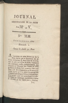 Journal Hebdomadaire de la Diette de Varsovie. 1789, nr 43