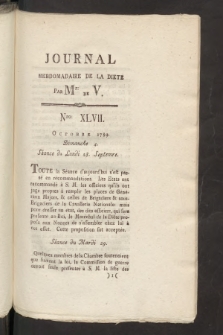 Journal Hebdomadaire de la Diette de Varsovie. 1789, nr 47