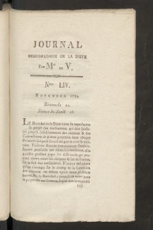 Journal Hebdomadaire de la Diette de Varsovie. 1789, nr 54