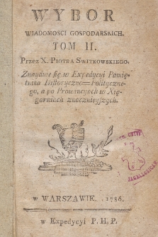Wybor Wiadomości Gospodarskich. 1786, tom II, nro IV-VI