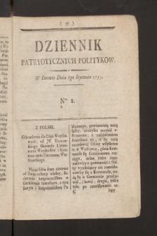 Dziennik Patryotycznych Politykow. 1793, nr 2