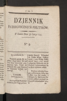 Dziennik Patryotycznych Politykow. 1793, nr 9