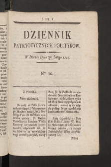 Dziennik Patryotycznych Politykow. 1793, nr 10