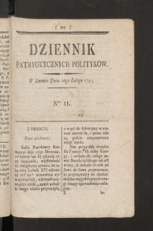 Dziennik Patryotycznych Politykow. 1793, nr 11