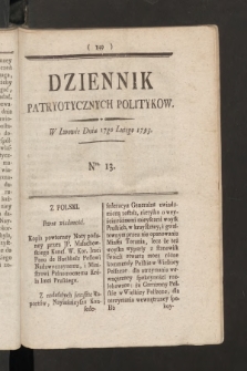 Dziennik Patryotycznych Politykow. 1793, nr 13