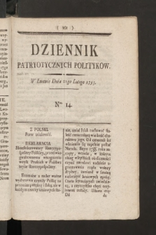 Dziennik Patryotycznych Politykow. 1793, nr 14