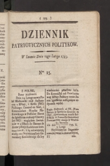 Dziennik Patryotycznych Politykow. 1793, nr 15