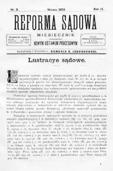 Reforma Sądowa : miesięcznik poświęcony nowym ustawom procesowym. 1905, nr 3