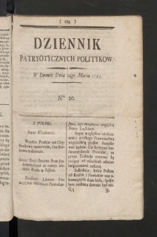 Dziennik Patryotycznych Politykow. 1793, nr 20