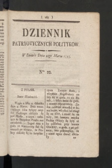 Dziennik Patryotycznych Politykow. 1793, nr 22