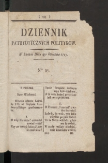 Dziennik Patryotycznych Politykow. 1793, nr 25