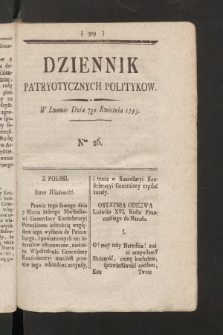 Dziennik Patryotycznych Politykow. 1793, nr 26