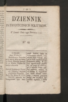 Dziennik Patryotycznych Politykow. 1793, nr 28