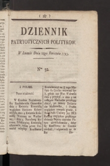 Dziennik Patryotycznych Politykow. 1793, nr 32