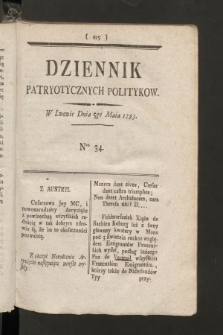 Dziennik Patryotycznych Politykow. 1793, nr 34