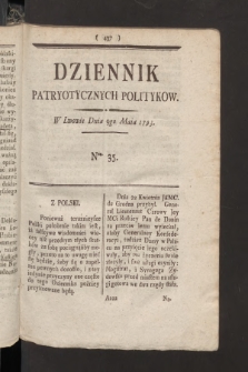 Dziennik Patryotycznych Politykow. 1793, nr 35