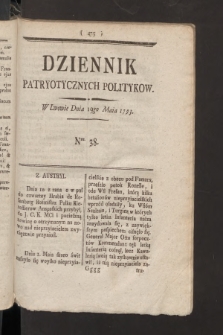 Dziennik Patryotycznych Politykow. 1793, nr 38