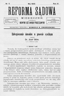 Reforma Sądowa : miesięcznik poświęcony nowym ustawom procesowym. 1905, nr 5
