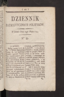 Dziennik Patryotycznych Politykow. 1793, nr 39
