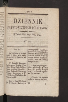 Dziennik Patryotycznych Politykow. 1793, nr 40